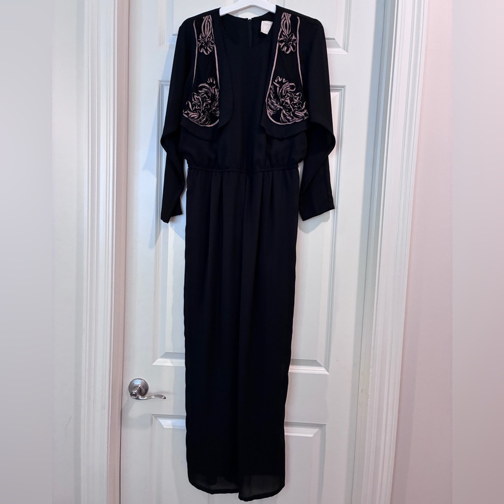 Vintage Black Jumpsuit with Embroidered Details